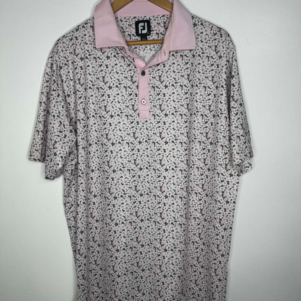 FootJoy Primrose Print Lisle Spread Collar Golf Polo